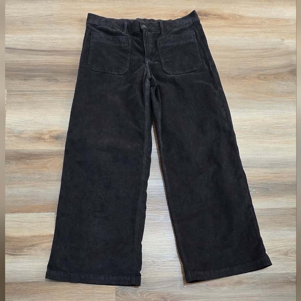 American Eagle Outfitters Low Rise Dark Grey Baggy Wide Leg Corduroy Pants